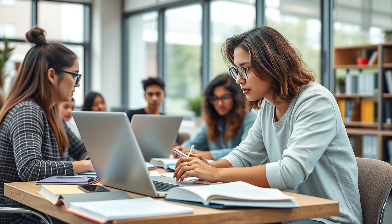 Student preparing for exams with study materials